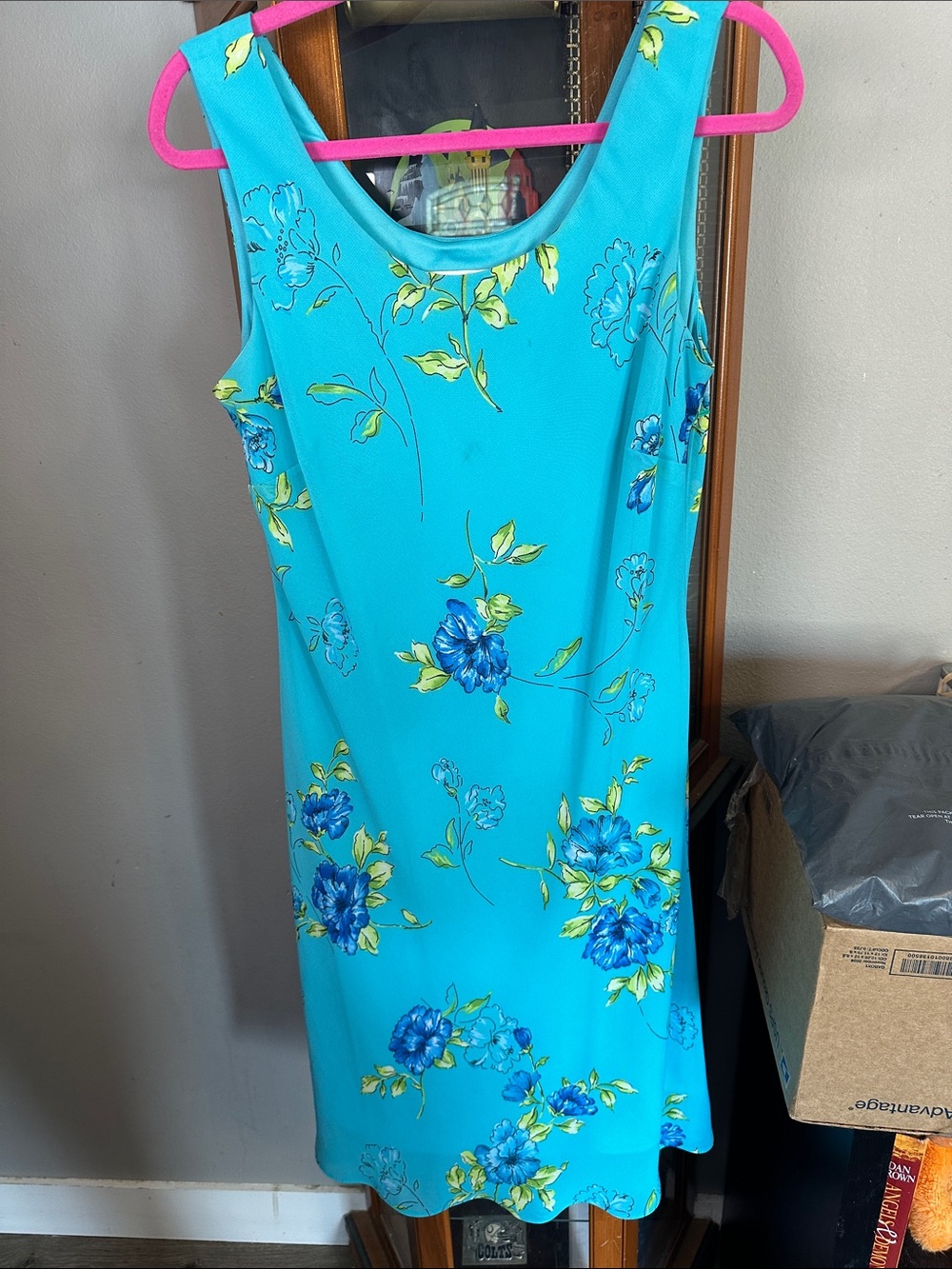 Sheri Martin Turquoise Floral Sheath Dress with Blue and Yellow Accents